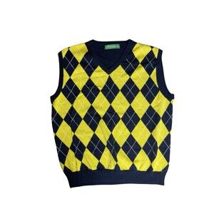 Golf Knickers Argyle Sweater Vest Mens Large Blue/ Yellow Golf Vest